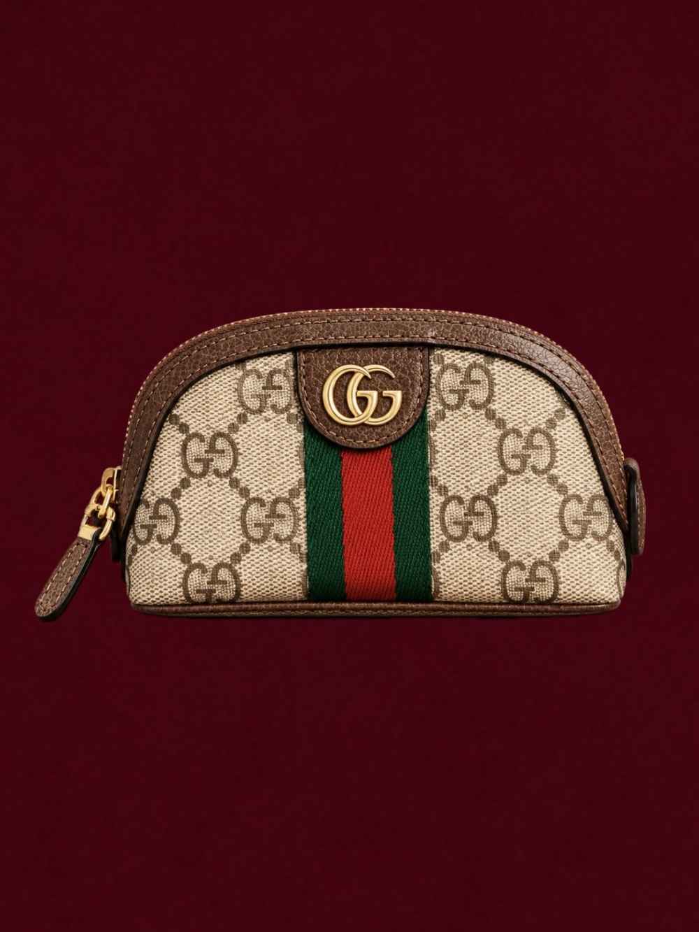 🔥 GUCCI GG Supreme Monogram Web Ophidia Dome Mini Key Pouch